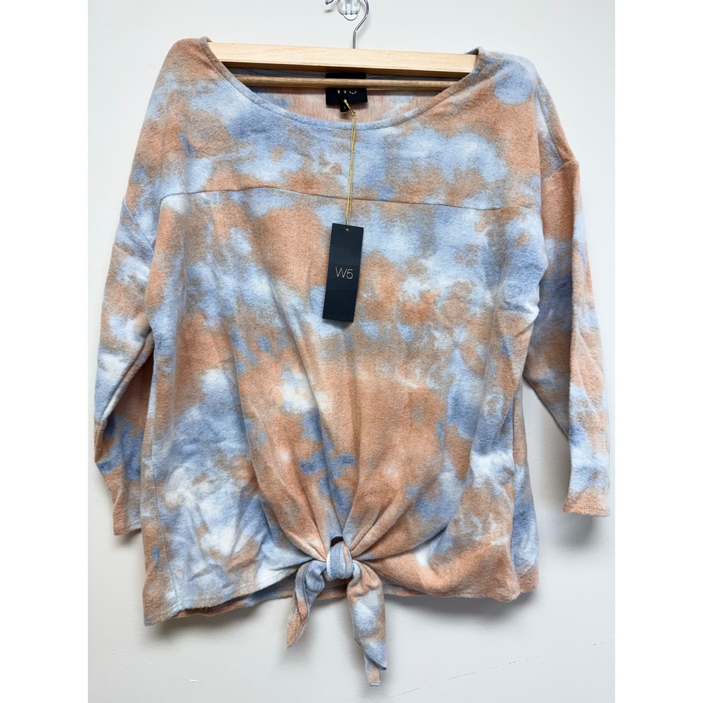 W5 Tie‎ Dye Super Soft Sweater Knot Tie Orange Blue Sz L